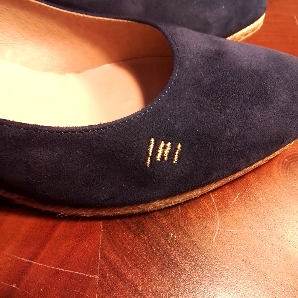Viscata Limited Edition Blue Suede Espadrille Medium Wedge Shoes - 41/10 US